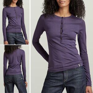 NWT G-STAR Essential Henley Slim Top XS Purple